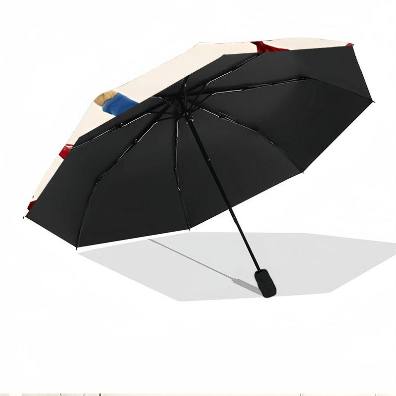Paddington Bear Print Automatic Open Close Umbrella, Portable Foldable Umbrella, for Outdoor Commute Camping Trip, Ideal Birthday Gift