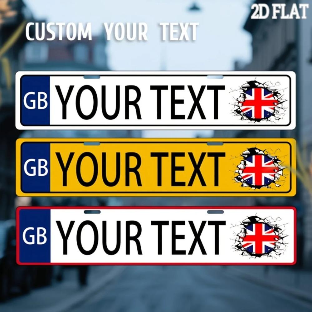 Custom UK Union Jack Yellow Aluminum Metal Sign Personalized Text Burst Flag Wall Decor