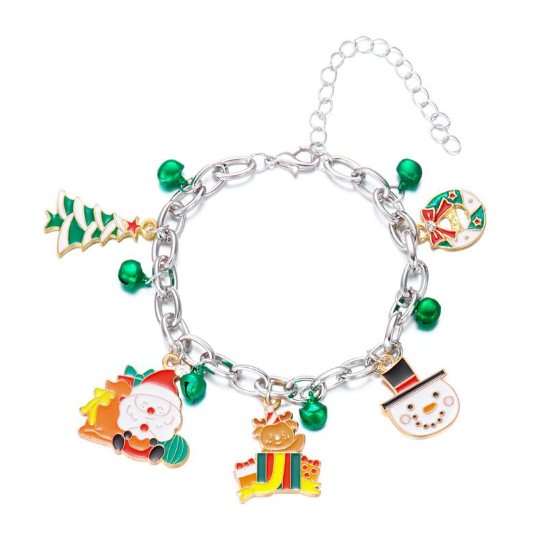 Trendy Handmade Christmas Metal Chain Bracelet for Women Exquisite Santa Claus Snowflake Elk Snowman Bracelet Friendship Jewelry