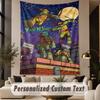 Custom Text Printed Tapestry Teenage Mutant Ninja Turtles Pattern Large Wall Hanging Indoor Room Decor