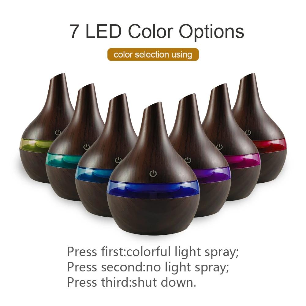 300ml Wood Grain Humidifier, Essential Oil Diffuser, USB Desktop Hydration, Includes 2 Aroma Oils, Quiet & Stylish