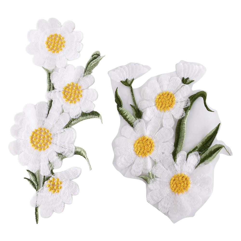 Daisy Flower Embroidered Patches Exquisite Elegant Clothing Applique Clothing Repair Vintage Clothes Patches Sewing