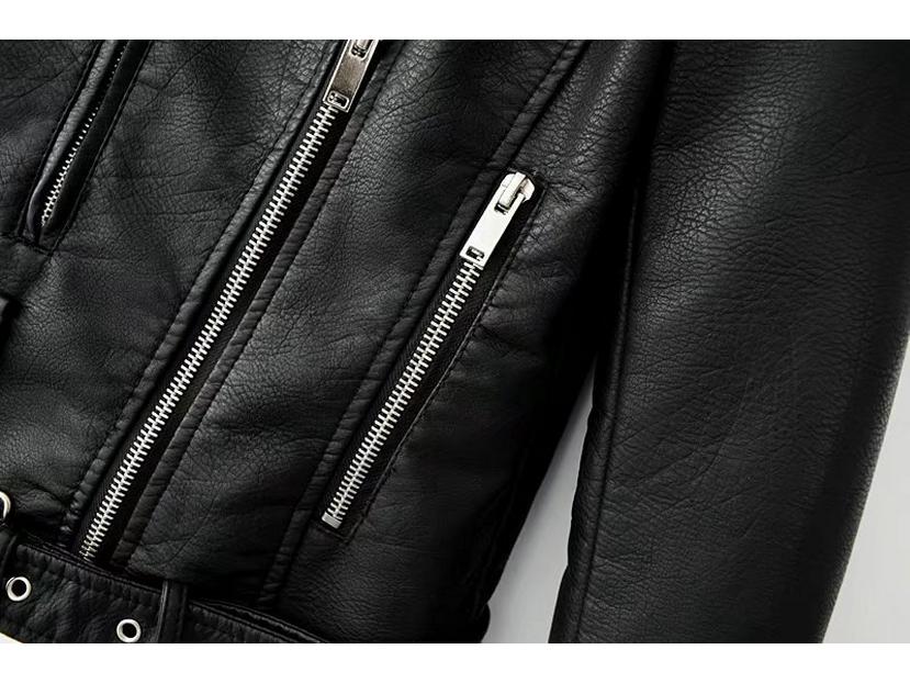 Women's Autumn/Winter PU Leather Motorcycle Jacket – Korean Style Slim Fit Short Coat