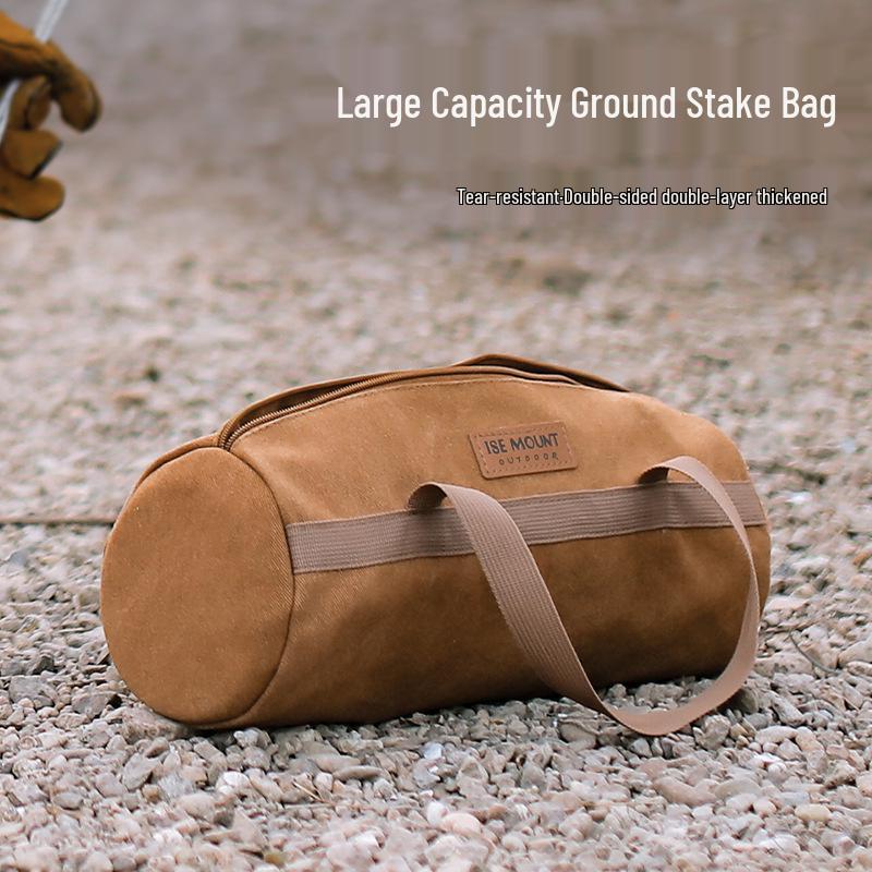 Camping Ground Nail & Tool Storage Bag - Portable Cylinder Organizer for Outdoor Accessories