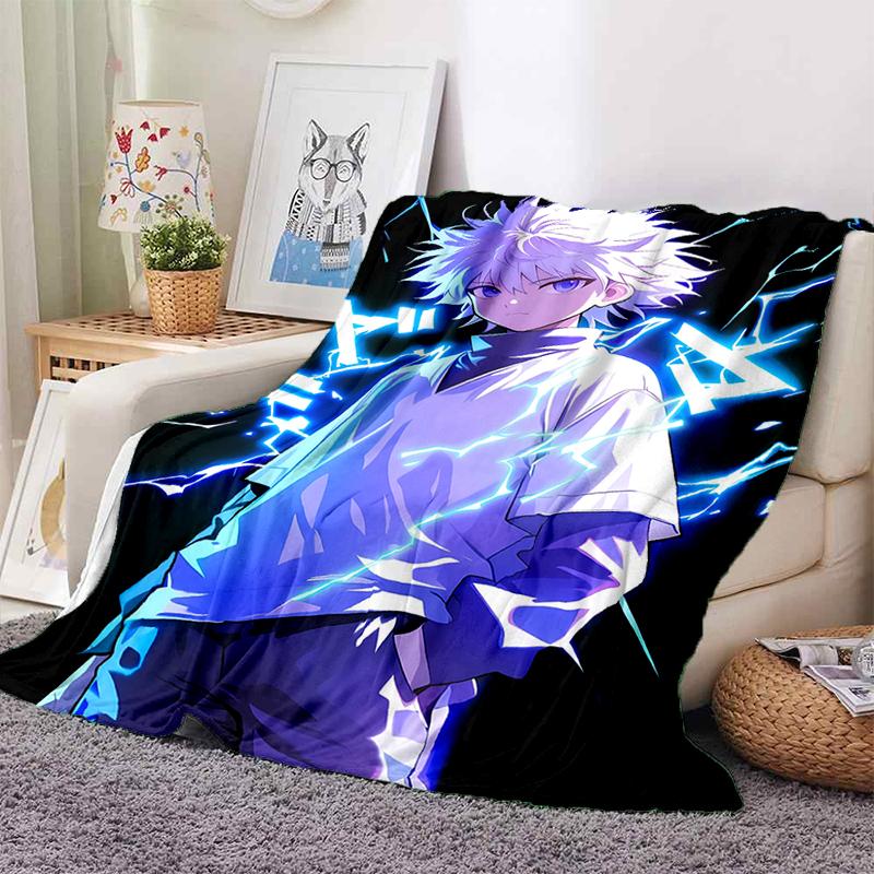 HXH Hunter X Hunter GON FREECSS Killua Zoldyck Cartoon Anime Flannel Blanket,Soft Throw Blanket for Home Bedroom Bed Sofa Gift