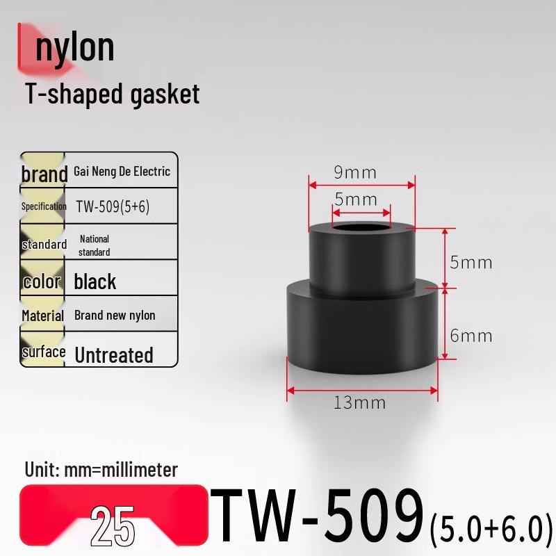 T-Shaped Nylon Gasket Ring Screw Shaft Sleeve with Concave-Convex Insulation Pad M2
