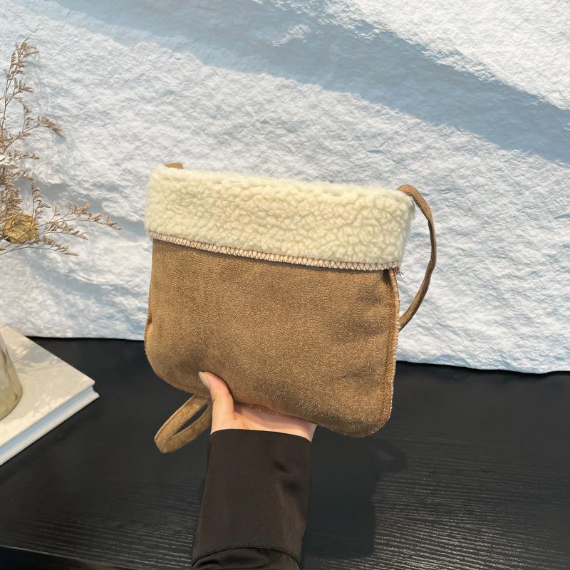 

Maillard плюшевая сумка из овечьей шерсти женская 2025 новая осенне-зимняя пушистая маленькая сумка-мессенджер сумка для мобильного телефона хаки