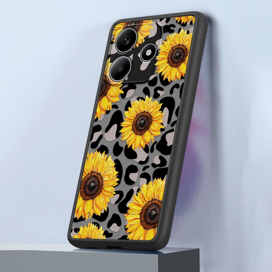 Funda Back Phone Cover Case for Xiaomi Redmi Note 14 14C 9S 12 13 Pro Plus 13C 10 A4 11 Leopard-patterned Sunflower