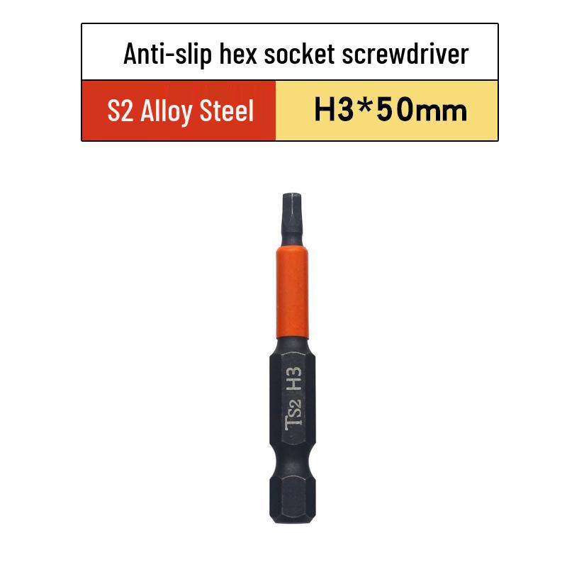 Hexagonal Magnetic Shock-Resistant S2 Screwdriver Bits for Electric and Pneumatic Drills