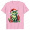 New Year Short Sleeve Tshirt Cute Cat Print Tops Fashion Xmas Unisex Tees Shirt Trend Graphic Christmas Male Oversized Clothing