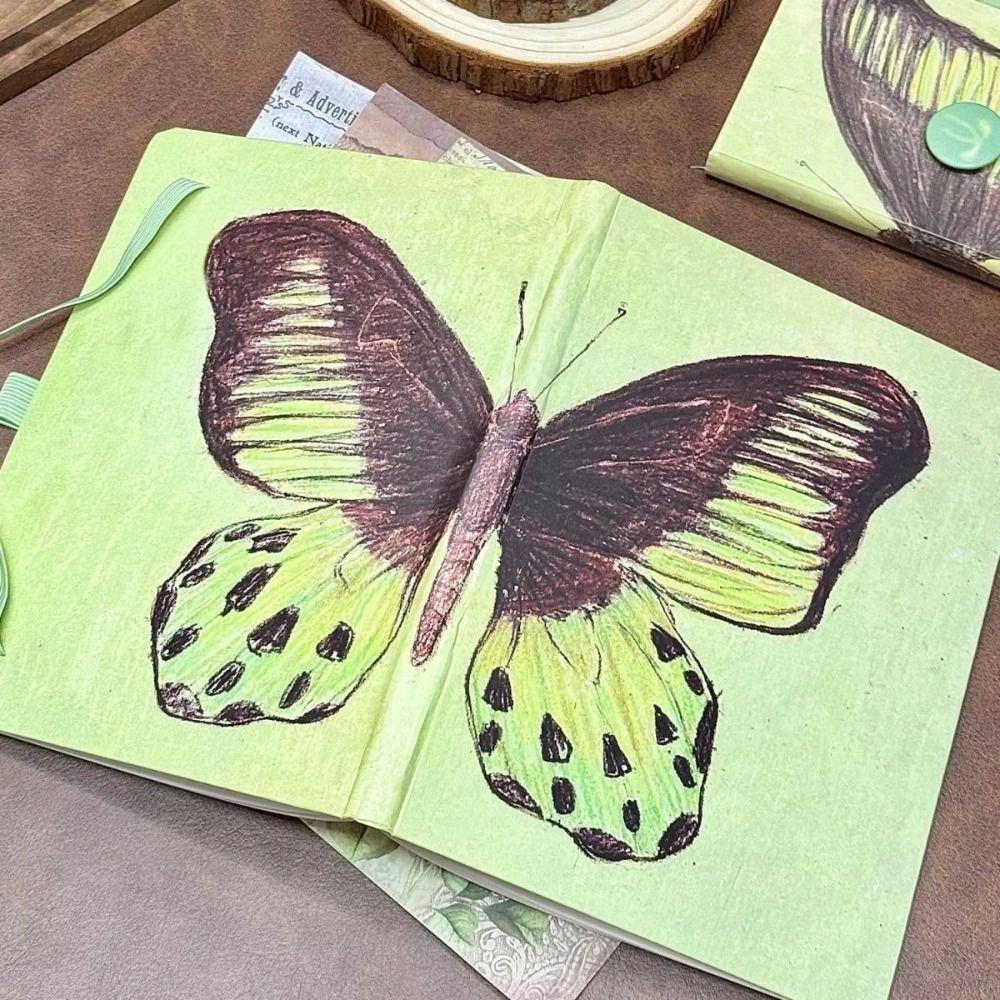 Prázdný vnitřní A5 zápisník Mátově zelený deník Denní plánovač Zápisník s motýlem Školní potřeby