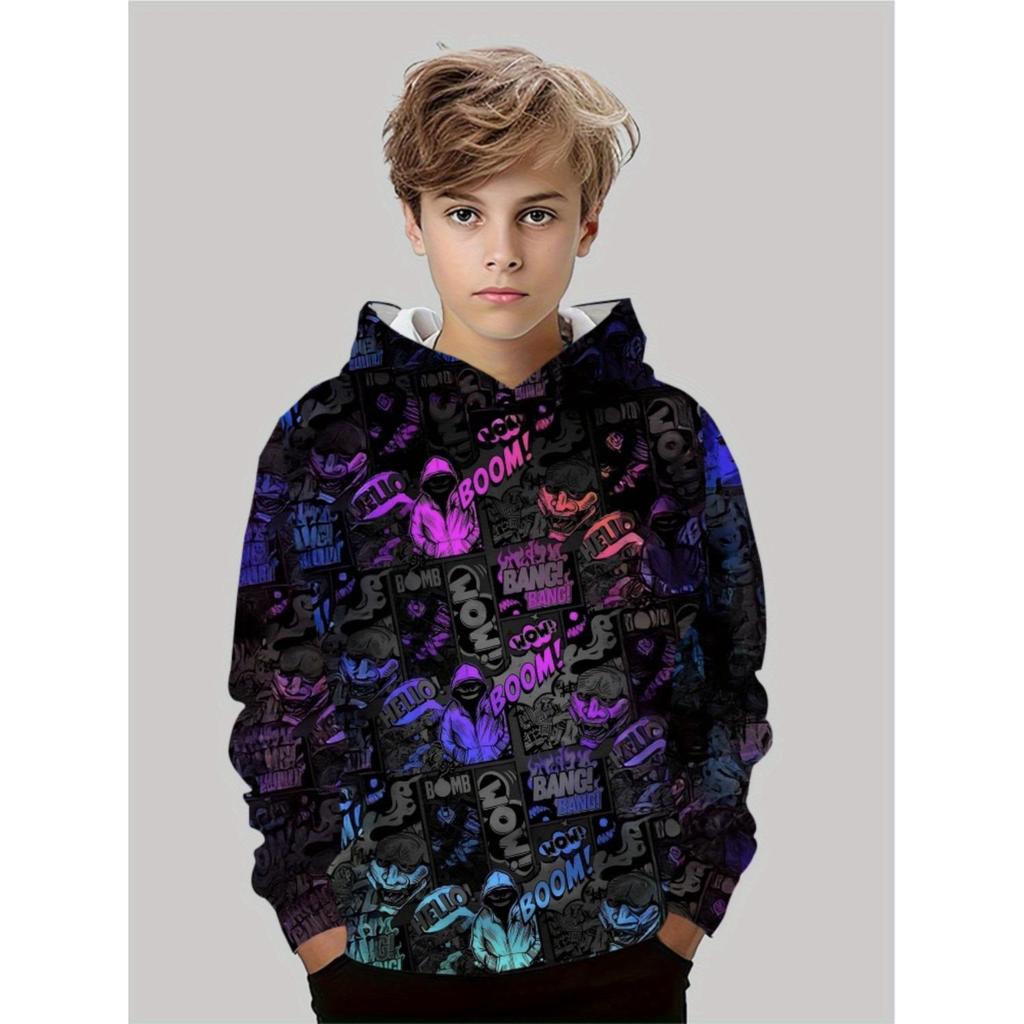New Kids' 3D Print Hooded Sweatshirts for Boys and Girls - Autumn/Winter Casual Fashion Pullover Hoodies