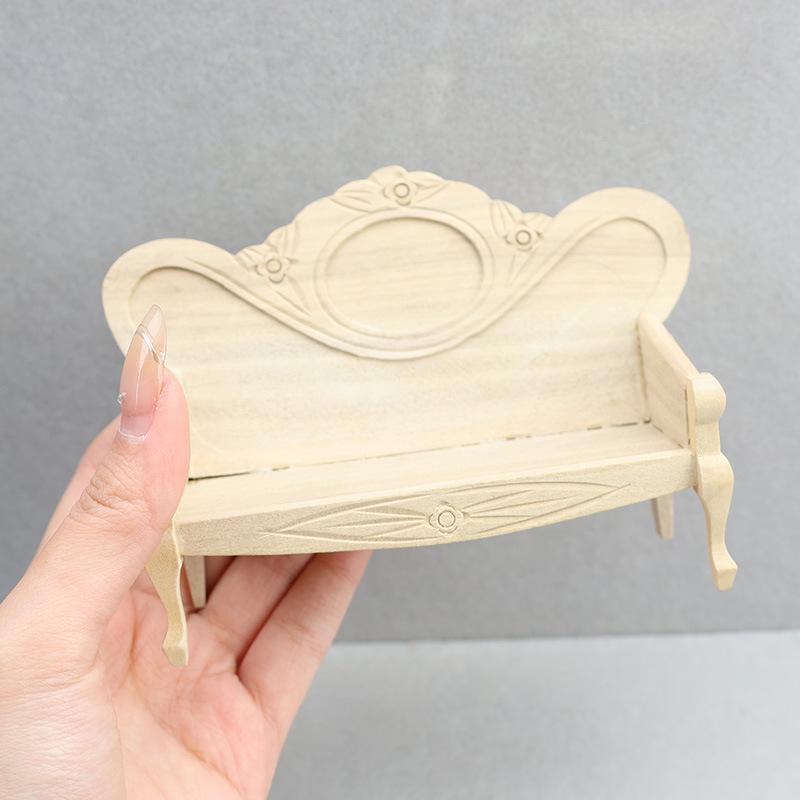 1:12 Dollhouse Miniature Retro Living Room Lignin Sofa Chair Model