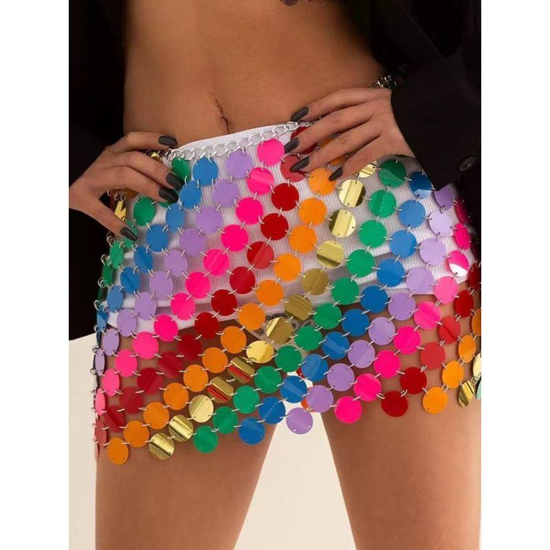 Punk Style Sexy Bead Cutout Skirt Punk Style Sexy Sequin Cut Out Skirt