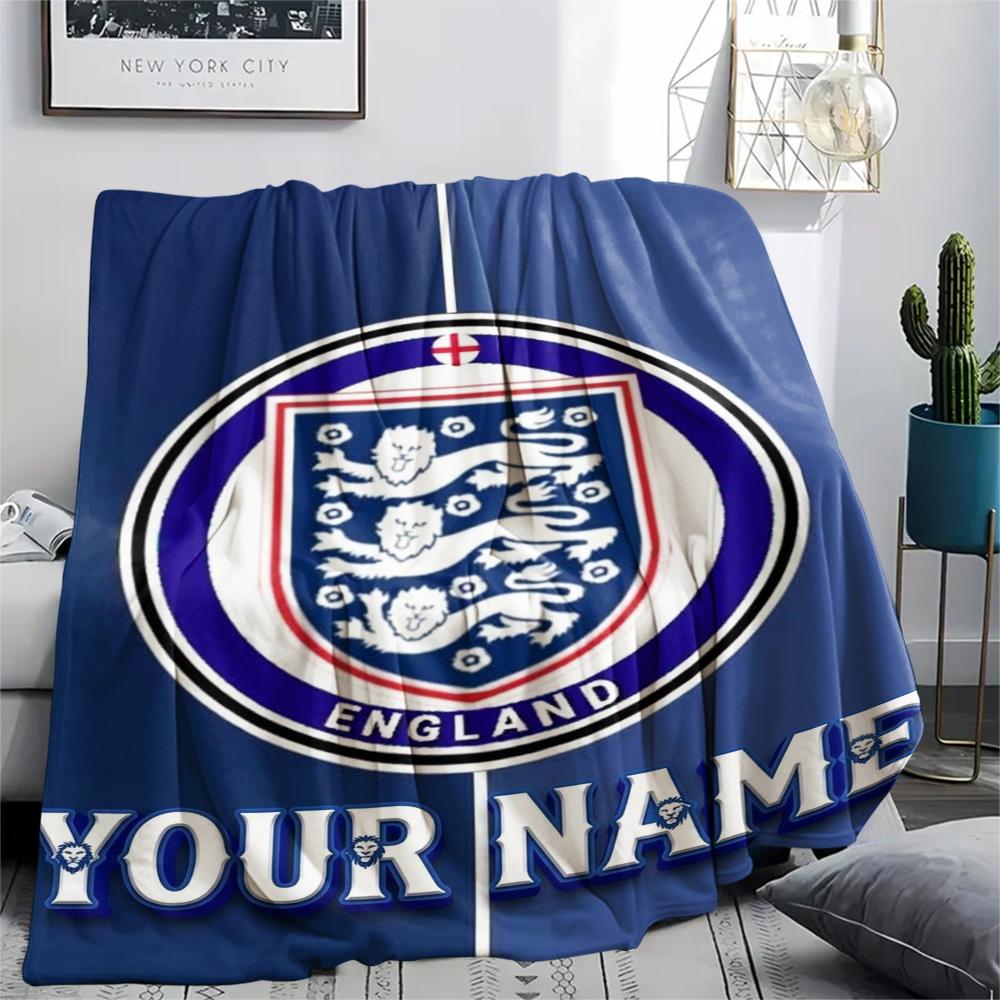 1PC Custom Name England Soccer Patterned Flannel Blanket Suitable For All Seasons for Home Decor Warmth and Comfort Gifts Holiday Present