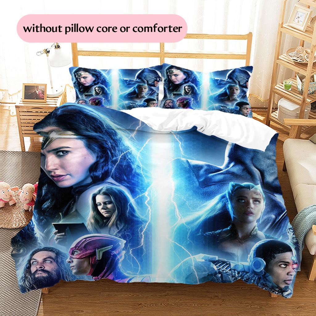 Justice League Comics Bedding Set Duvet Cover Pillowcase No Filler, Soft Home Bedroom Decor, Perfect Gift for Fans.chl