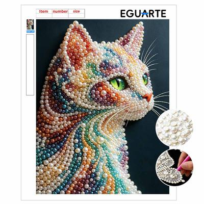 Perlenmalerei handgemacht DIY 5D Perlenkatzenmalerei-Set Heimwanddekoration Kunst
