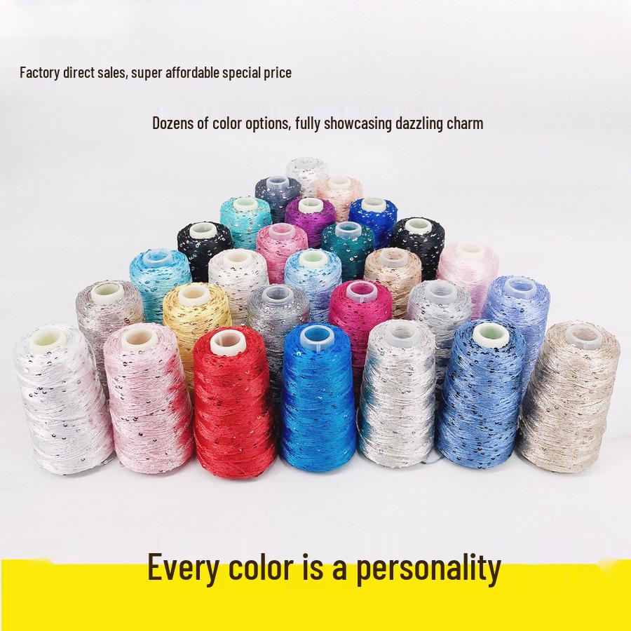 Sequin Cotton Yarn: 50g Fancy Skein for Hand & Machine Knitting