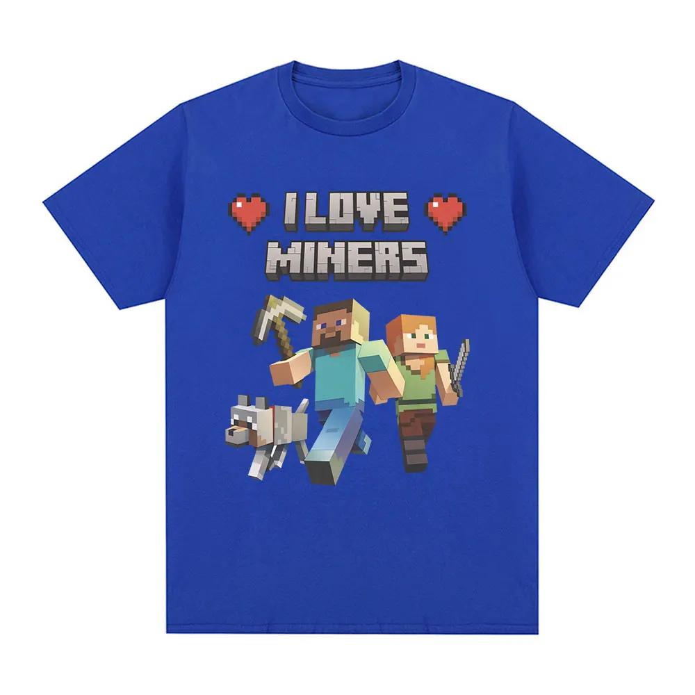 I Love Miners Print T Shirt Otaku Game Funny Meme T-shirt Unisexs Women Clothing 100% Cotton Casual Short Sleeve Oversized T Shirts