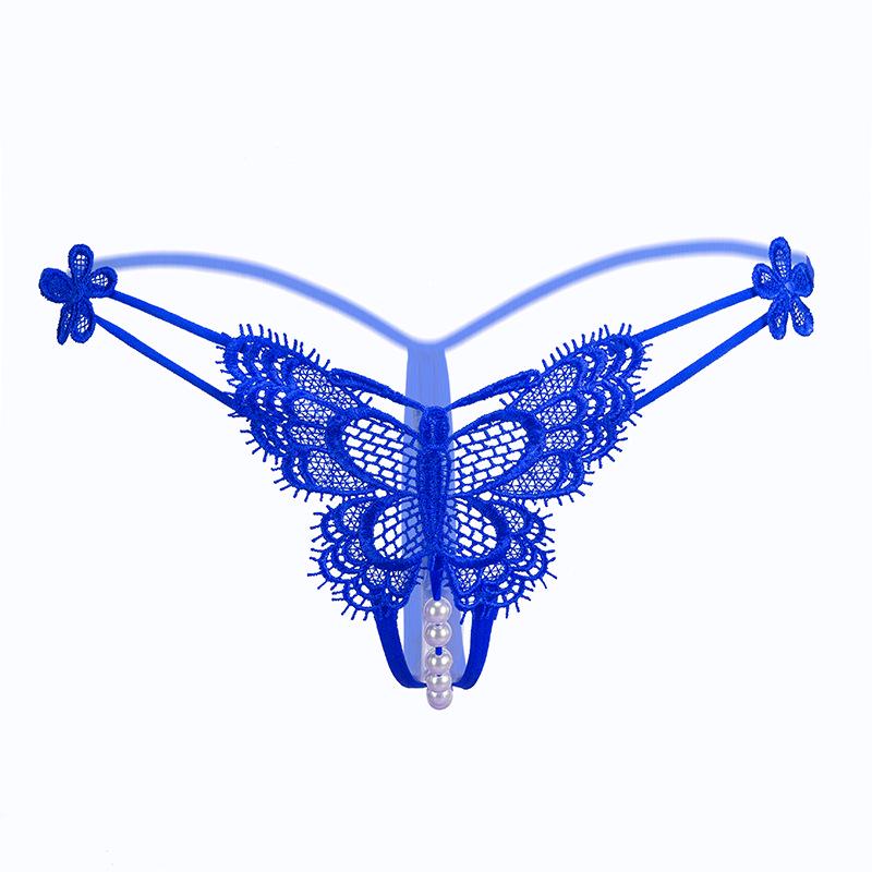 Lace Low-Waist Open Crotch Panties - Ultra-Thin Transparent Mesh Thong for Women