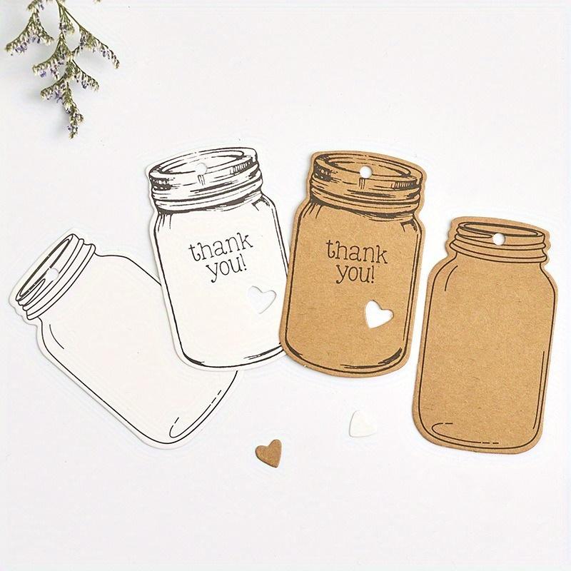 50 garrafas de deriva em branco/conjunto Obrigado etiquetas de papel kraft para pendurar, decoração de presente artesanal faça você mesmo, cartões de mensagem