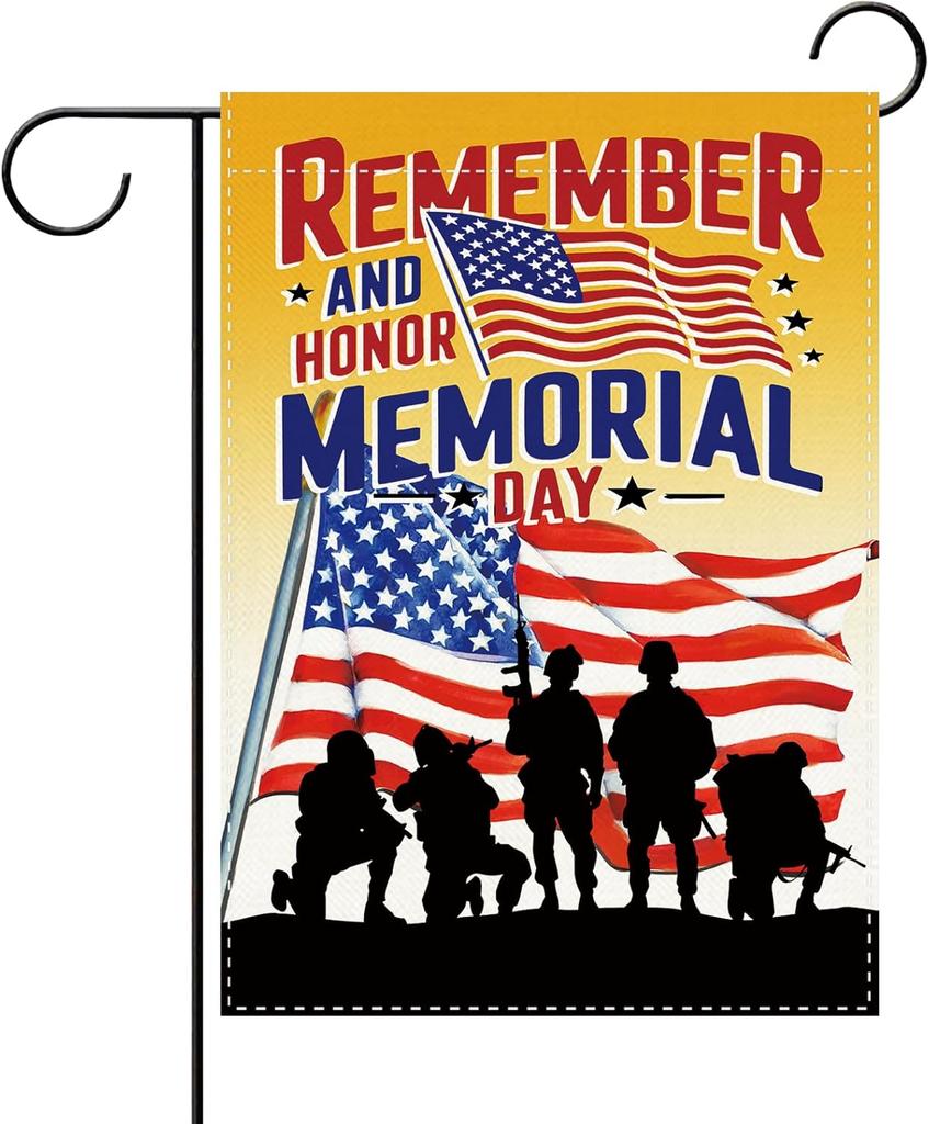 Remember and Honor Memorial Day 4th of July Decorative Garden ag, Patriotic America Army Veteran Small Yard Outside Decora AAS