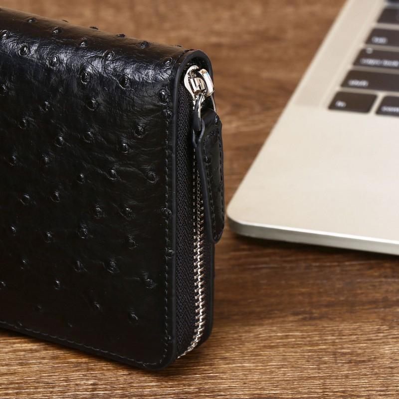 New Ostrich Pattern Men's Handbag Long Fashion Suit Clip Wallet Multi Functional Storage Bag Trendy