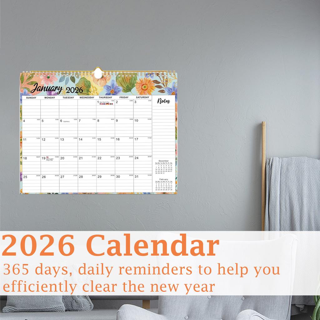 2026 Wall Calendar - Stylish Annual Planner, Suitable For Home, , And School Use, Making Planning And Goal Tracking Easy.