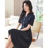 Sishui Nianhua Women's Elegant Short-Sleeve Mid-Length Dress