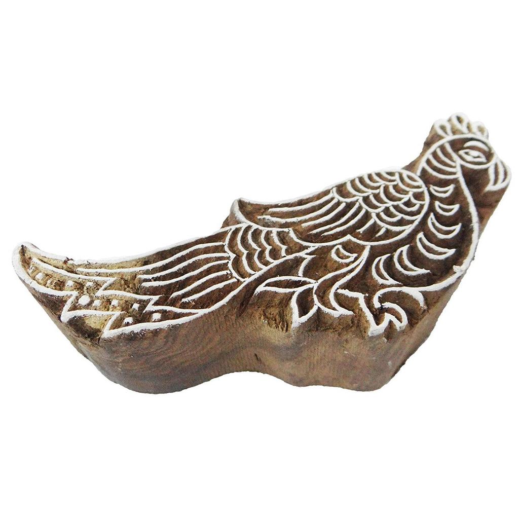 Textile Printing On Fabric Stamp Peacock Design Wooden Block Textile Block