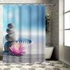 Zen Stones and Lotus Waterproof Shower Curtain Heat Resistant Machine Washable Non-Transparent 180x180cm