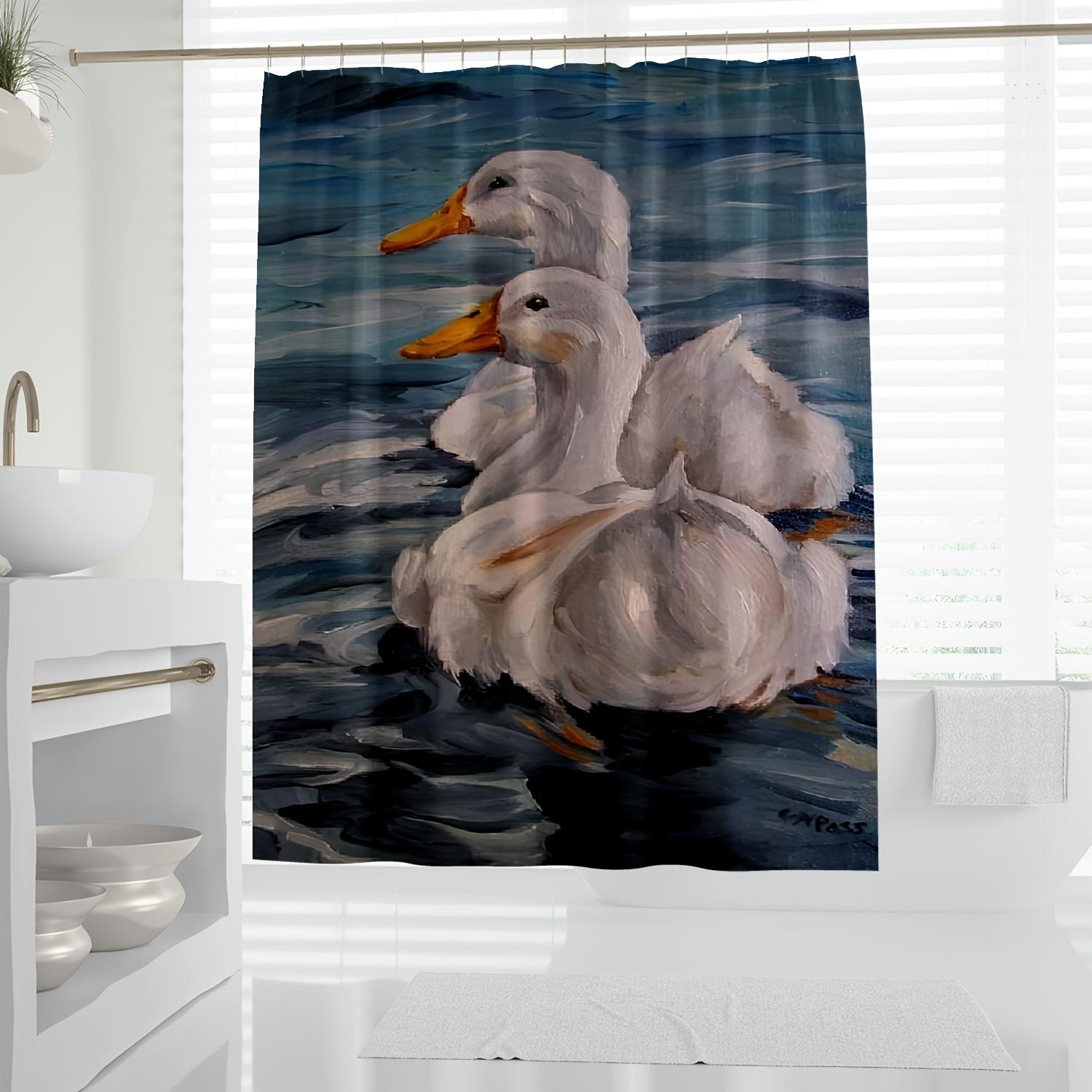 1pc Hand-Painted Oil Painting Style Modern Fashion Colorful Simplistic Children Digital Print Shower Curtain, Waterproof Polyest 90x180cm35x71in