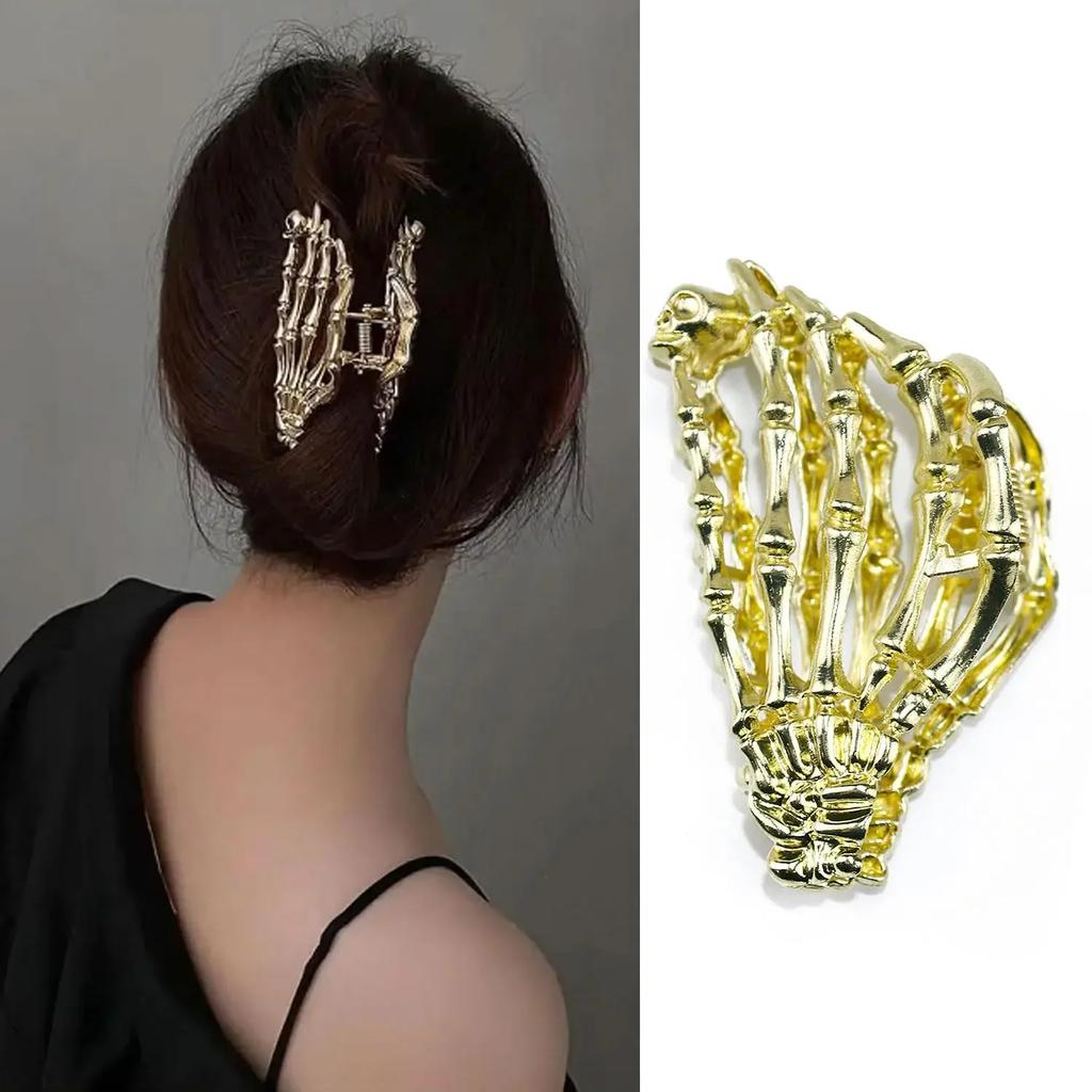 New  Halloween Spider Skeleton Hair Claw Clips for Women Jewelry Accessories Black Silver Gold Large Barrette Party Headwear