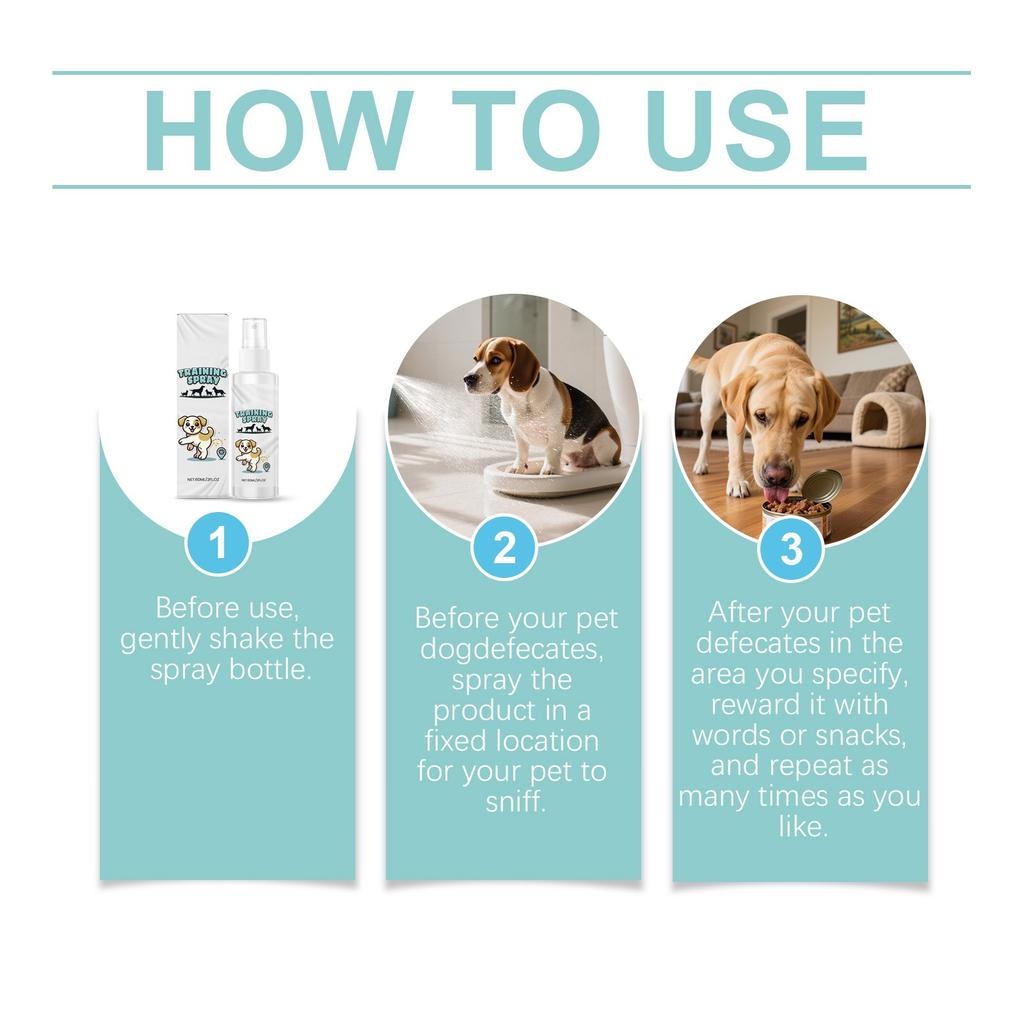 Sprej pro nácvik na toaletu snižuje náhodné močení. Výcvikový sprej pro domácí mazlíčky Zvyšuje interaktivní výcvikové vedení, 60 ml