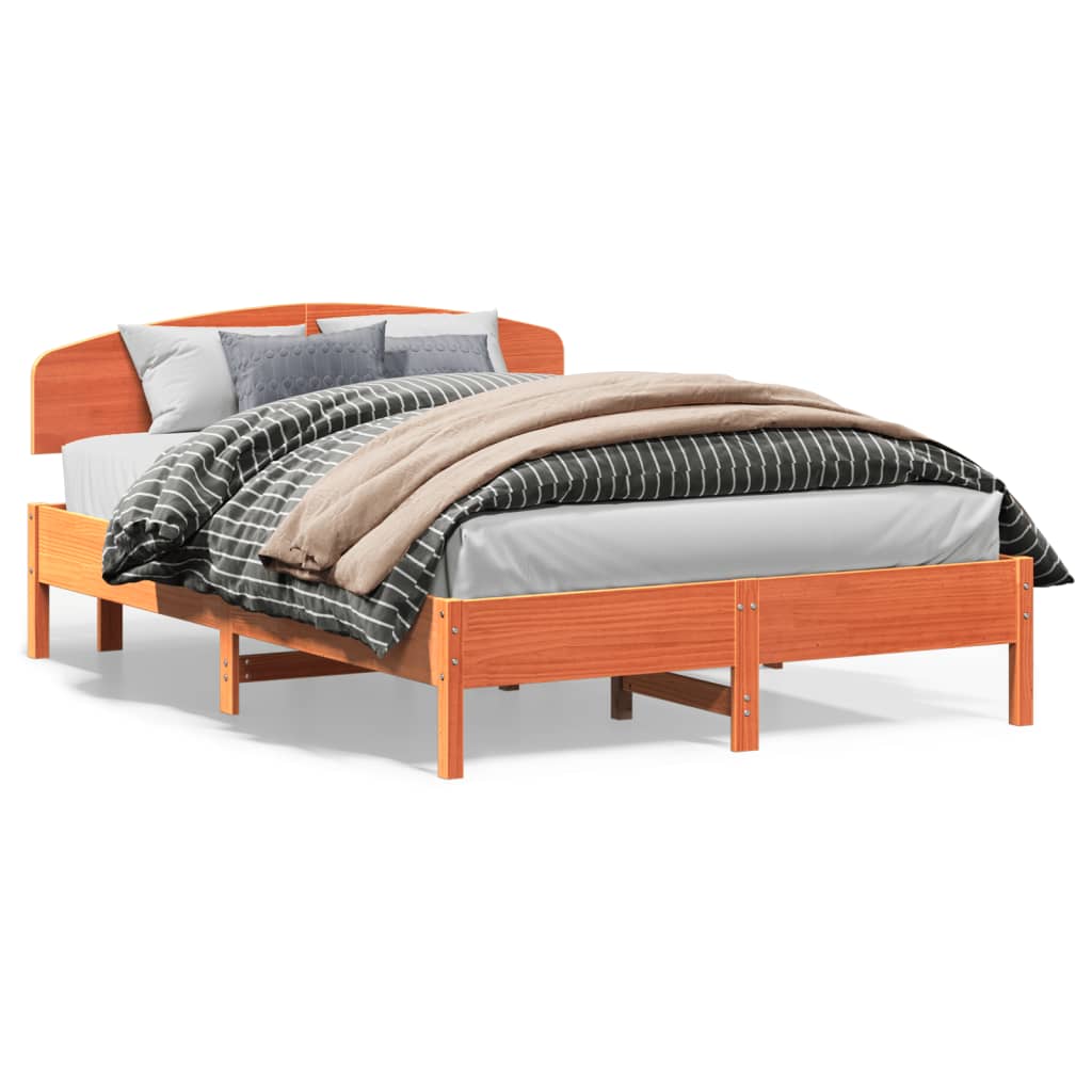 Vidaxl Łóżko Bez Materaca, Woskowy Brąz, 140X200 Cm, Drewno Sosnowe