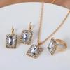 Necklace Earring Ring Three-piece Set For Women Water Drop Heart-shaped Rhinestone Set Fashion And Exquisite Bridal Accessories
