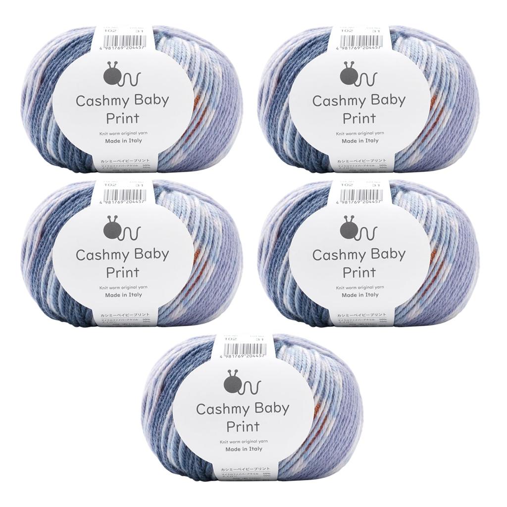 Raw Wool Yarn 5 Balls Cashmere Baby Print Medium Thickness 40g Microfiber Acrylic Nylon Blue Series (116m) 50% 50% 102.