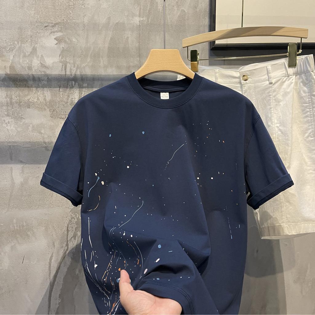 Summer New Printed Round Neck Short-sleeved Men's Retro Versatile Casual T-shirt