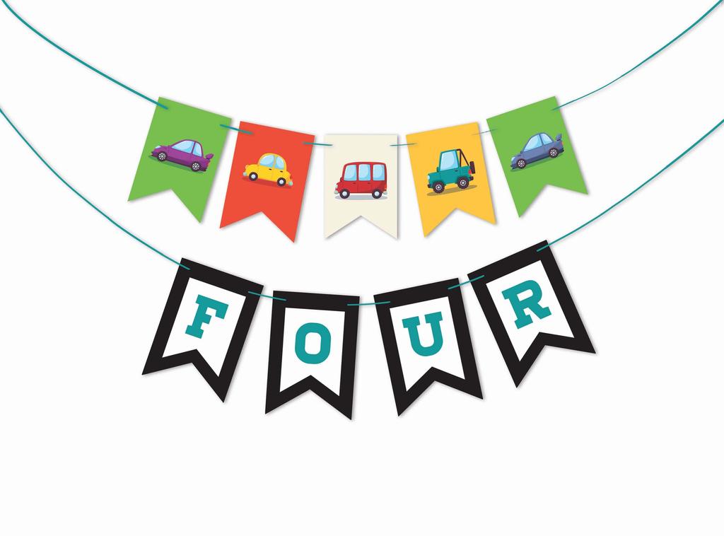 Inkdotpot Birthday Party Decorations Happy Birthday Party Garland Baby Boy Or Girl Car Gender Neutral Pennant Banner