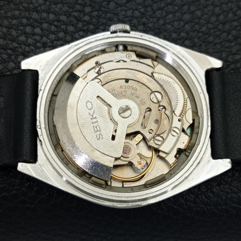 JAPAN VINTAGE SEIKO 5 AUTOMATIC 6309A MENS SILVER COLOR DIAL WATCH a701555-5 R206b-a701555