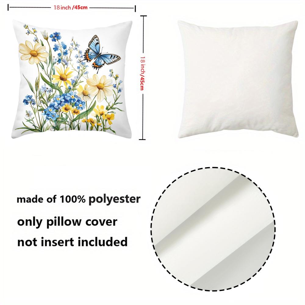 1 Pieces Floral Butterfly Print Decorative Throw Pillow Covers Polyester Pillowcase Sofa Decorative Cushion Cov Headboard Pillow