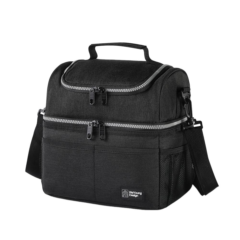 Insulated Lunch Bag Double Deck Outdoor Picnic Bag Portable Thermal Lunch Bag for Work Camping Hiking Beach Picnic