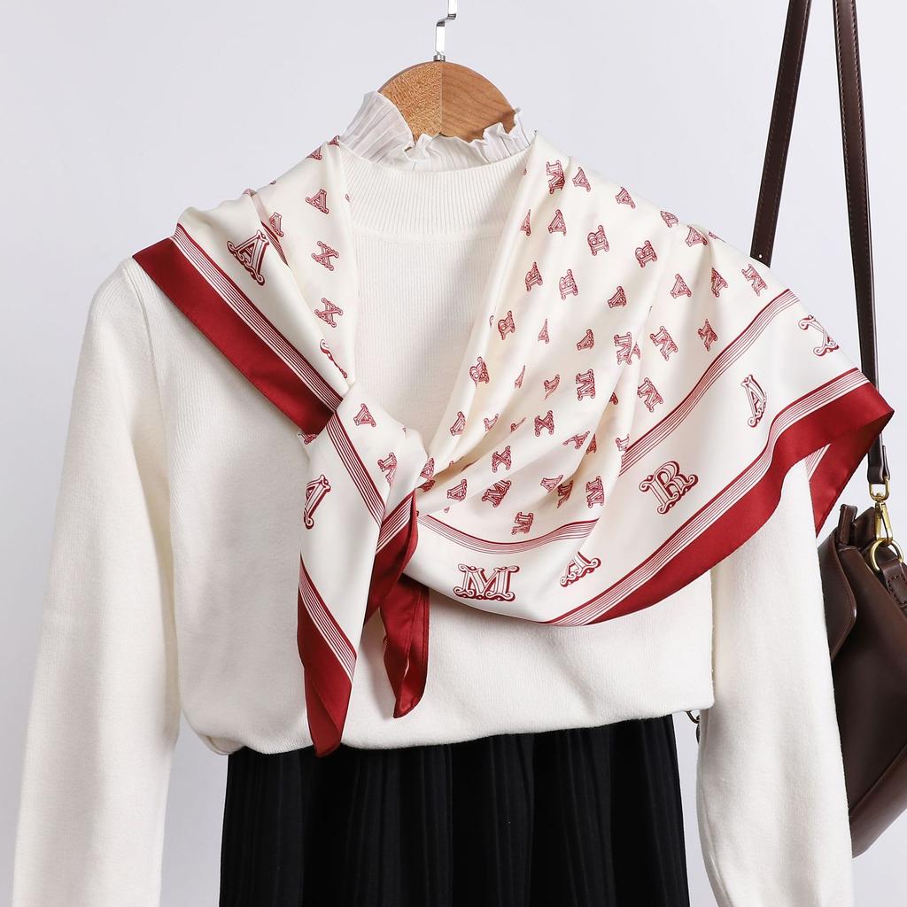 New silk scarf 91 large square scarf fashionable versatile fashion foreign style French scarf women's shirt shawl scarf wholesale