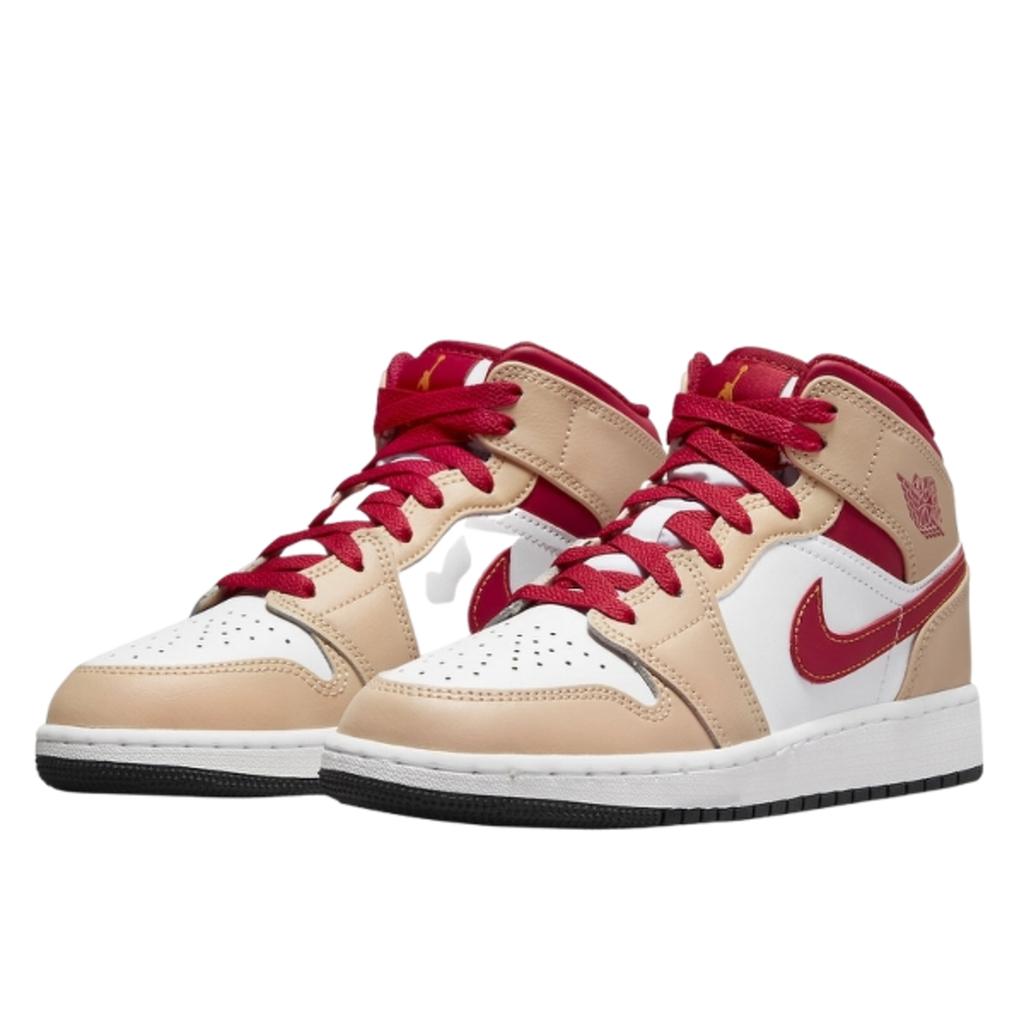 Air Jordan 1 Mid Light Curry Cardinal