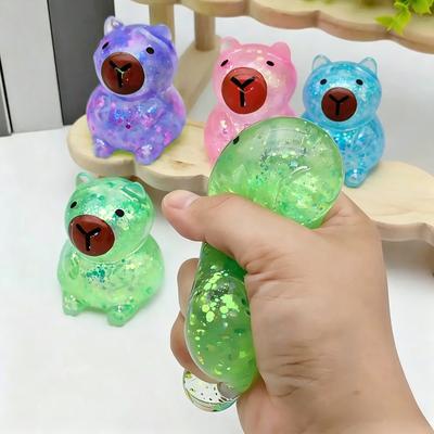 Glitzer-Capybara Quetschspielzeug Stressabbau Spielzeug Handquetscher Fidget Dekompressionsspielzeug für Erwachsene Kinder Geschenk