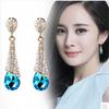 JIOFREE Fashion Rhinestone Crystal Long Clip on Earrings Non Pierced for Women Party Wedding Luxury Fashion No Hole Earrings