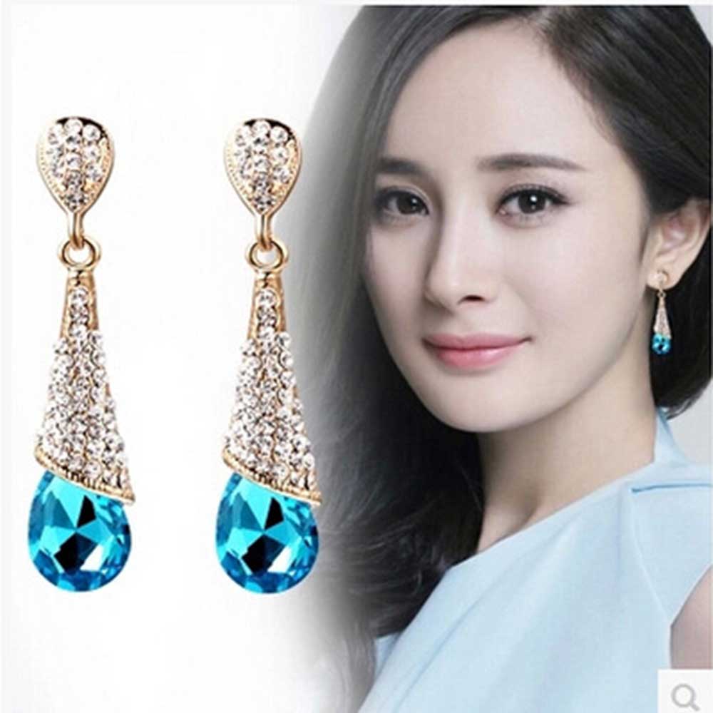 JIOFREE Fashion Rhinestone Crystal Long Clip on Earrings Non Pierced for Women Party Wedding Luxury Fashion No Hole Earrings