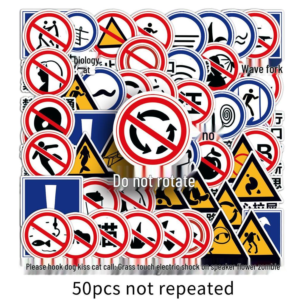 50 Waterproof Decorative Warning Sign Stickers for Phone Cases, Suitcases, and Journals