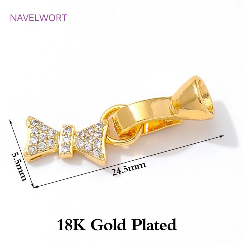 

18K Gold Plated Inlaid Zircon Bowknot Pearl Clasp Connector,Clasp For Bracelet,For Jewelry Making Supplies DIY Handmade Crafts 1 piece