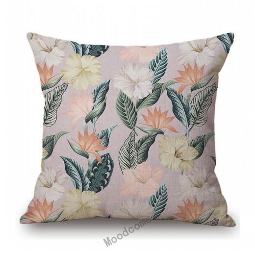 Morandi Color Jungle Flower Tropical Plant Leaf Garden Pattern Home Decorative Sofa Throw Pillow Case Cotton Linen Cushion Cover